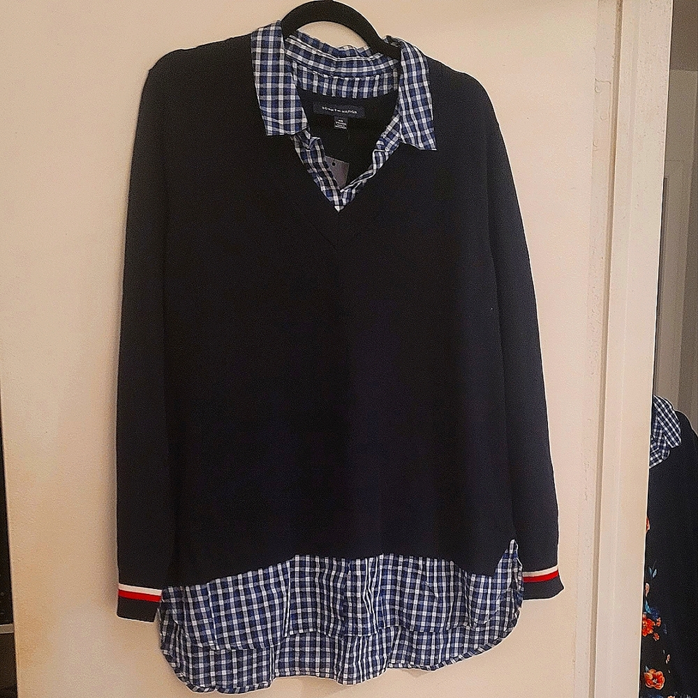 Tommy Hilfiger Cotton Layered Look Sweater, XXL